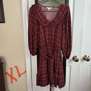 Plaid Burgundy Dress